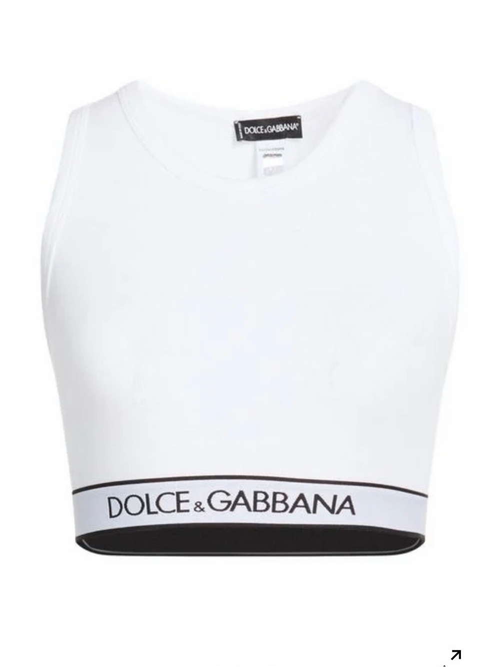 Dolce & Gabbana White Branded Elastic Crop Tank
